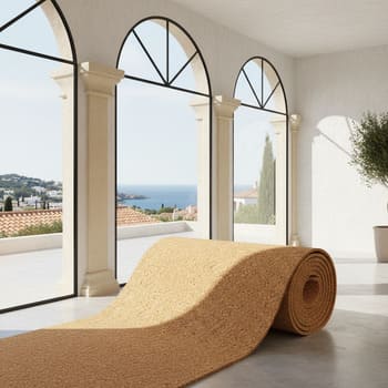 Roll of cork underlay ready for cutting