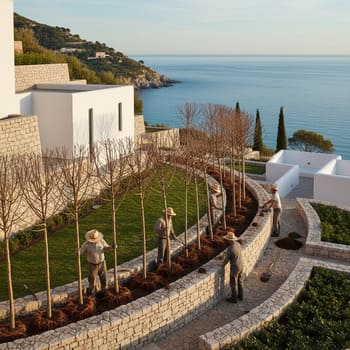 Bare-root hedge planting set against a line