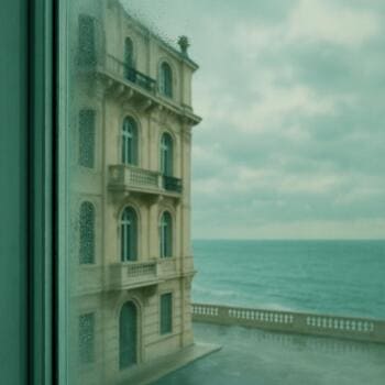 Pane with faint sea-green tint under coastal light