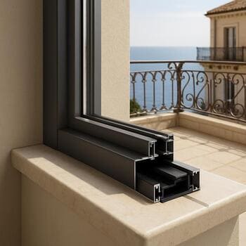 Thermal break at the sill preventing edge bridging